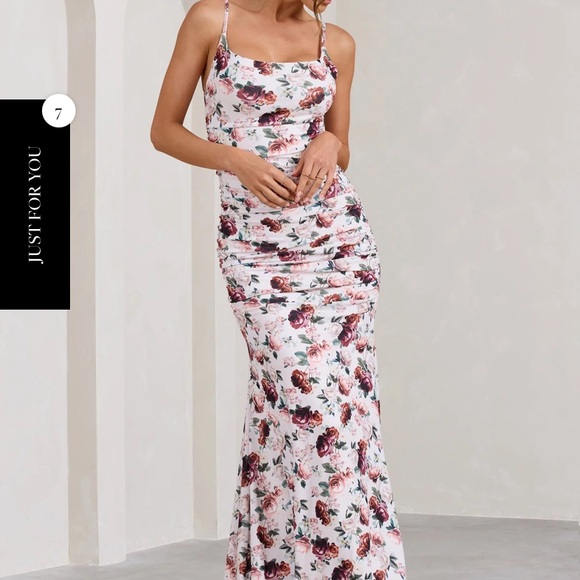 White cami Maxi Dress with Floral Pattern - Picture 2 of 5